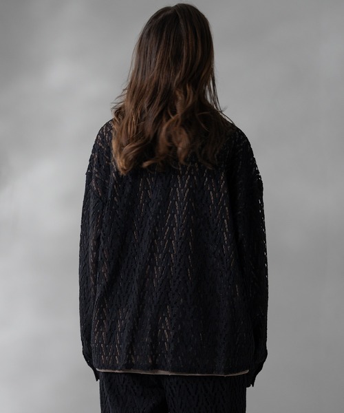 selle glant（セレグランテ）の「CORD LACE OPEN COLLAR SHEER SHIRT/コードレースオープンカラーシアーシャツ（シャツ/ブラウス・メンズ・ネイビー/ブラック・SMALL/LARGE/MEDIUM）」の19枚目の写真