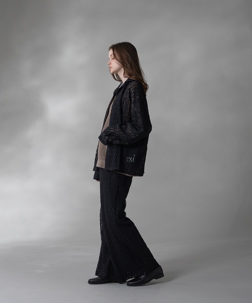 selle glant（セレグランテ）の「CORD LACE OPEN COLLAR SHEER SHIRT/コードレースオープンカラーシアーシャツ（シャツ/ブラウス・メンズ・ネイビー/ブラック・SMALL/LARGE/MEDIUM）」の12枚目の写真