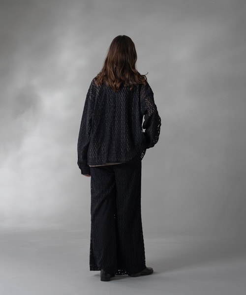 selle glant（セレグランテ）の「CORD LACE OPEN COLLAR SHEER SHIRT/コードレースオープンカラーシアーシャツ（シャツ/ブラウス・メンズ・ネイビー/ブラック・SMALL/LARGE/MEDIUM）」の13枚目の写真