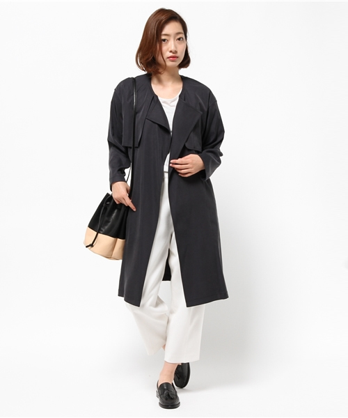 Khaju（カージュ）の「Khaju:ロングガウントレンチ（トレンチコート・レディース・キャメル/ネイビー・ONE SIZE）」の6枚目の写真