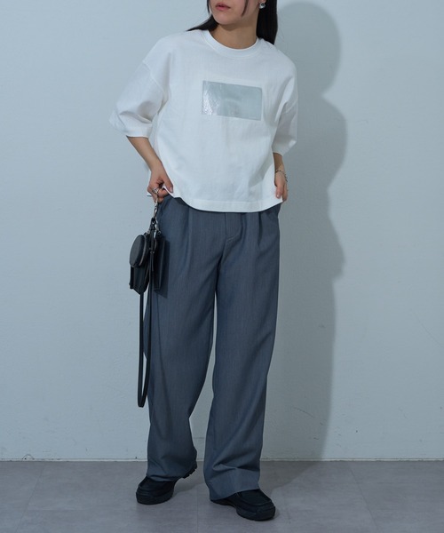 COLONY 2139（コロニートゥーワンスリーナイン）の「【新色追加】12/天竺箔プリントTシャツ（Tシャツ/カットソー・レディース・ホワイト/ブラック/チャコールグレー・FREE）」の19枚目の写真