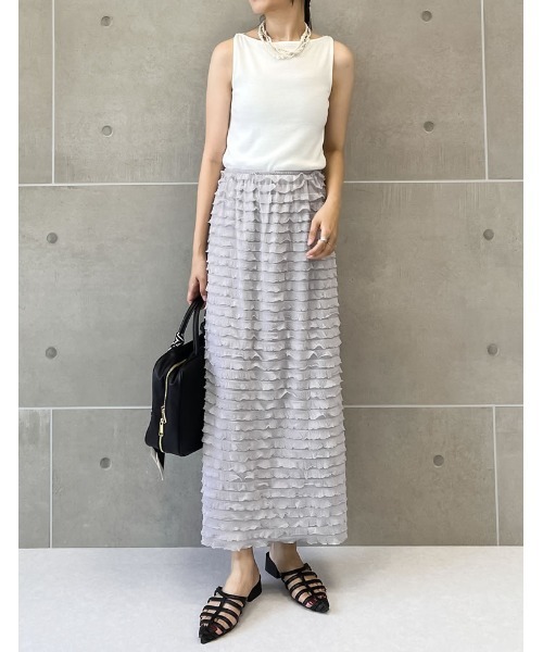 Re:EDIT（リエディ）の「[低身長サイズ有]カットフリルナロースカート（スカート・レディース・ブラック/ブルーグレー/ホワイト・SHORT/MEDIUM/LARGE）」の4枚目の写真