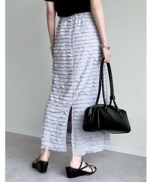 Re:EDIT（リエディ）の「[低身長サイズ有]カットフリルナロースカート（スカート・レディース・ブラック/ブルーグレー/ホワイト・SHORT/MEDIUM/LARGE）」の12枚目の写真