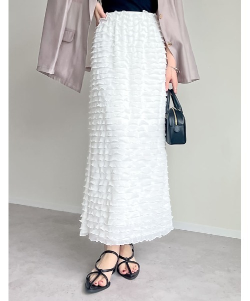 Re:EDIT（リエディ）の「[低身長サイズ有]カットフリルナロースカート（スカート・レディース・ブラック/ブルーグレー/ホワイト・SHORT/MEDIUM/LARGE）」の6枚目の写真