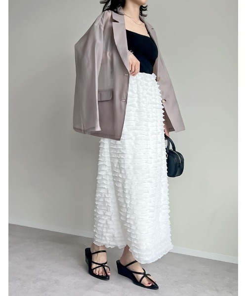 Re:EDIT（リエディ）の「[低身長サイズ有]カットフリルナロースカート（スカート・レディース・ブラック/ブルーグレー/ホワイト・SHORT/MEDIUM/LARGE）」の9枚目の写真