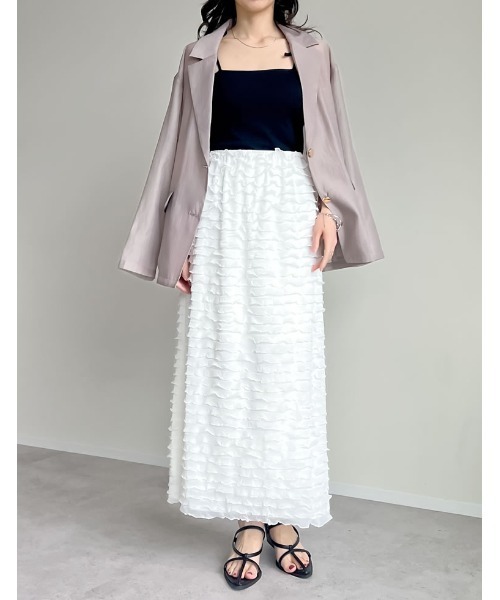 Re:EDIT（リエディ）の「[低身長サイズ有]カットフリルナロースカート（スカート・レディース・ブラック/ブルーグレー/ホワイト・SHORT/MEDIUM/LARGE）」の5枚目の写真