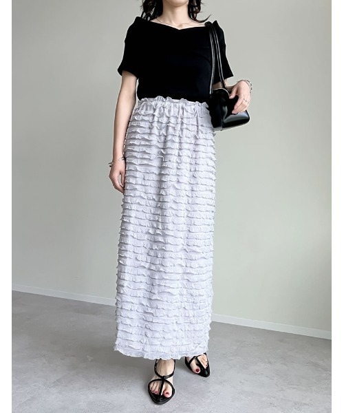 Re:EDIT（リエディ）の「[低身長サイズ有]カットフリルナロースカート（スカート・レディース・ブラック/ブルーグレー/ホワイト・SHORT/MEDIUM/LARGE）」の10枚目の写真