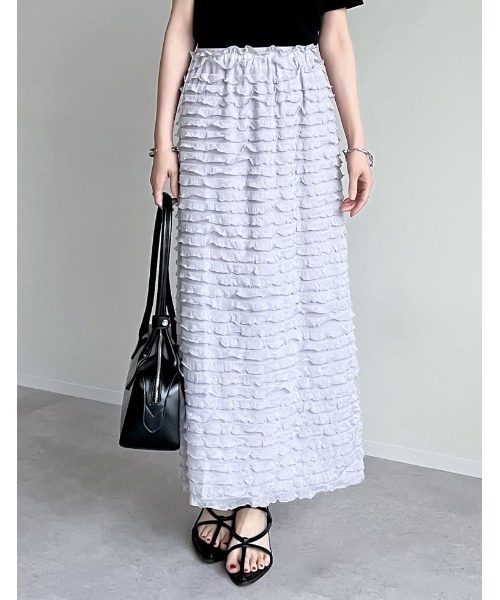 Re:EDIT（リエディ）の「[低身長サイズ有]カットフリルナロースカート（スカート・レディース・ブラック/ブルーグレー/ホワイト・SHORT/MEDIUM/LARGE）」の16枚目の写真