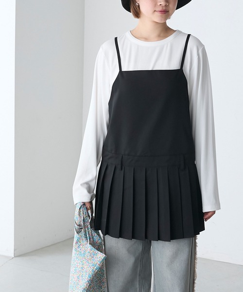 forksy.】バックレスプリーツストラップワンピース（ワンピース