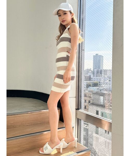 GYDA（ジェイダ）の「ボーダーノースリーブ2wayワンピース（ワンピース・レディース・ブラック/ベージュ・FREE）」の18枚目の写真