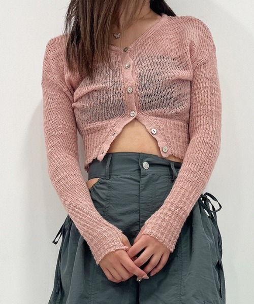 DURAS（デュラス）の「Shell button cardie（カーディガン/ボレロ・レディース・ピンク/ブラック/ブルー・FREE）」の3枚目の写真