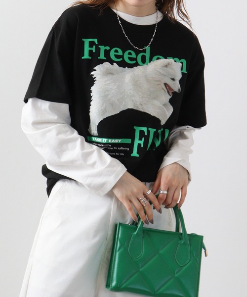 spiritoso（スピリトーゾ）の「spiritoso FREEDOM FUN シートプリントTシャツ　半袖（Tシャツ/カットソー・メンズ・ブラック/オートミール/ホワイト・L/M）」の2枚目の写真