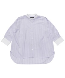 LENZING(TM)ECOVERO(TM) BIGシルエットシャツ スタンドカラー 七分袖