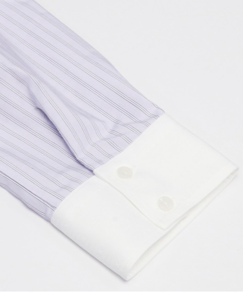 TOKYO SHIRTS（トウキョウシャツ）の「LENZING(TM)ECOVERO(TM) BIGシルエットシャツ スタンドカラー 七分袖（シャツ/ブラウス・レディース・パープル・FREE）」の3枚目の写真