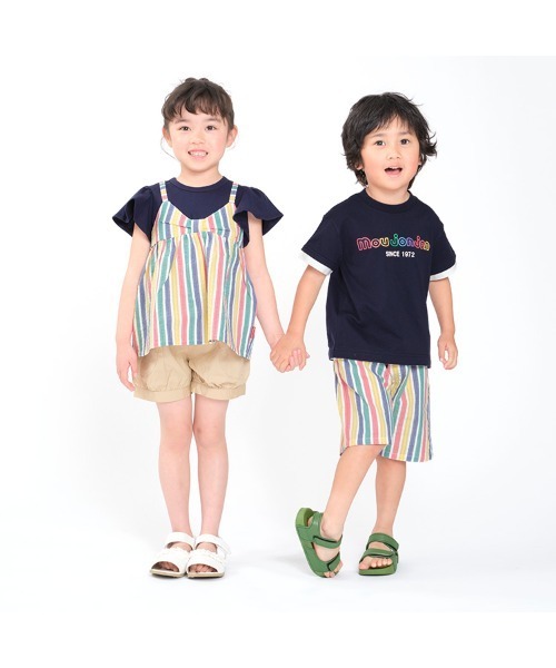 Moujonjon（ムージョンジョン）の「ストライプサッカーレイヤード風半袖Tシャツ（Tシャツ/カットソー・キッズ・ホワイト/ネイビー・140/130/120/110/100/90/80）」の9枚目の写真