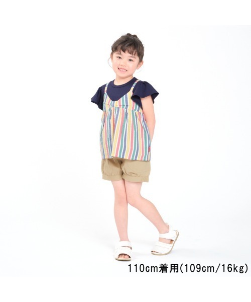 Moujonjon（ムージョンジョン）の「ストライプサッカーレイヤード風半袖Tシャツ（Tシャツ/カットソー・キッズ・ホワイト/ネイビー・140/130/120/110/100/90/80）」の11枚目の写真