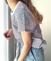 Q | 袖レタードT(Tシャツ/カットソー)