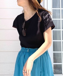 Q | 袖レタードT(Tシャツ/カットソー)