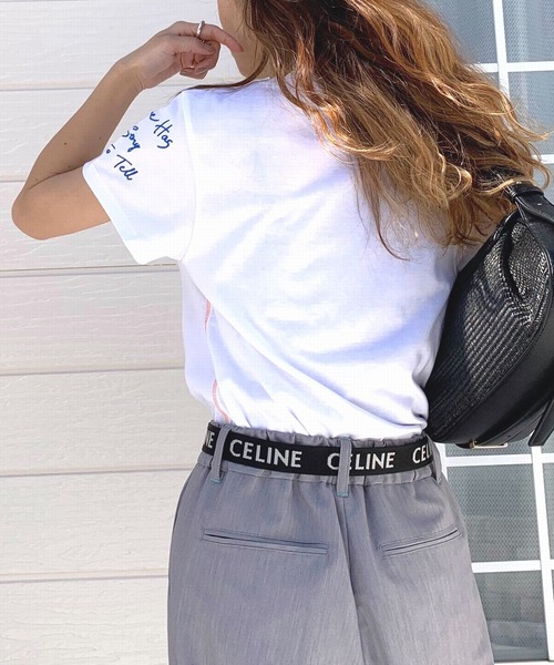 Q（キュー）の「袖レタードT（Tシャツ/カットソー・レディース・ブラック/ホワイト/ホワイト系その他/ブラック系・MEDIUM）」の17枚目の写真