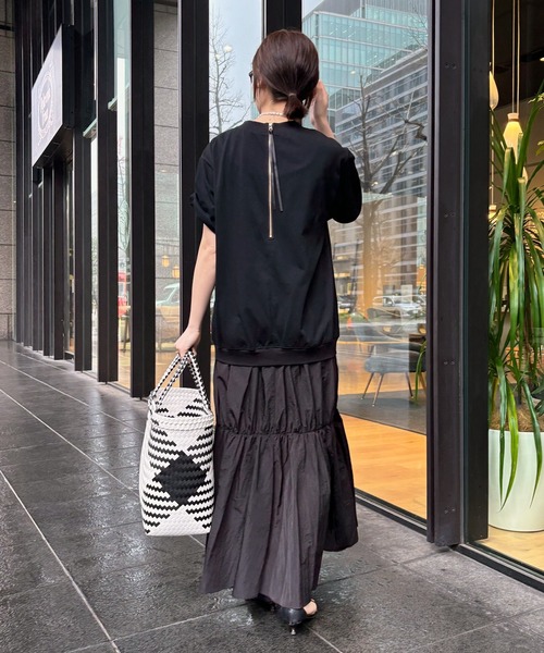 DouDou(ドゥドゥ)の「ハーフスリーブバックジップドッキングワンピース(ワンピース・レディース・ブラック/ホワイト/チャコールグレー・TM/FREE)」の21枚目の写真