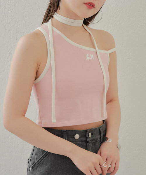 tシャツ ビジューチョーカーセットカットソー レディース tシャツ チョーカー付きフロントZIPトップス レディース