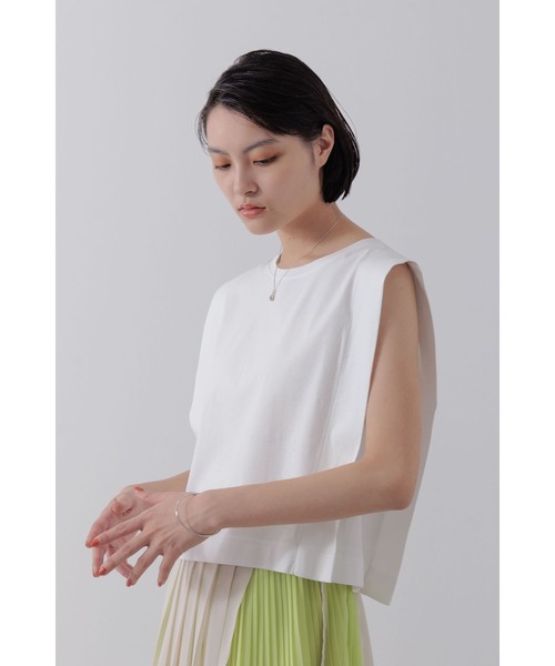 Limue(リミュ)の「スクエアショルダーカットソー(Tシャツ/カットソー・レディース・ホワイト/ブラック・FREE)」の1枚目の写真