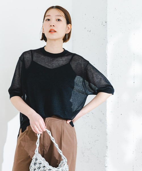 F by ROSSO（エフバイロッソ）の「F by ROSSO　シアーパフスリーブニット（ニット/セーター・レディース・シルバー/ブルー系その他/グリーン系その他/ブロンズ・FREE）」の3枚目の写真