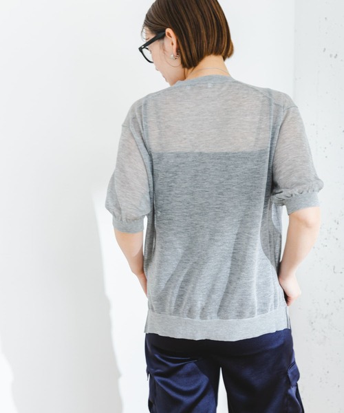F by ROSSO（エフバイロッソ）の「F by ROSSO　シアーパフスリーブニット（ニット/セーター・レディース・シルバー/ブルー系その他/グリーン系その他/ブロンズ・FREE）」の7枚目の写真