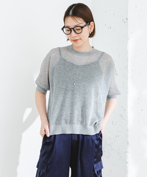 F by ROSSO（エフバイロッソ）の「F by ROSSO　シアーパフスリーブニット（ニット/セーター・レディース・シルバー/ブルー系その他/グリーン系その他/ブロンズ・FREE）」の8枚目の写真