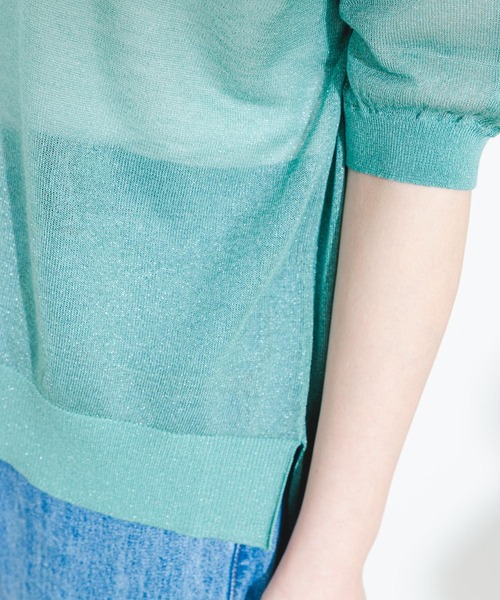 F by ROSSO（エフバイロッソ）の「F by ROSSO　シアーパフスリーブニット（ニット/セーター・レディース・シルバー/ブルー系その他/グリーン系その他/ブロンズ・FREE）」の12枚目の写真