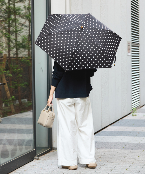 【軽量】FOLDING BAMBOO MINI 折り畳み傘　ネイビー×白ドット 軽量】FOLDING BAMBOO MINI フォールディング バンブー ミニ｜ブルー