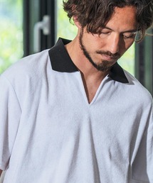 mhs2208-Pile material skipper design poloshirt ポロシャツ