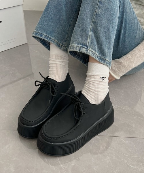 Shoes in Closet（シューズインクローゼット）の「厚底 プラットフォーム  スニーカーライク NEO モカシン 2443（モカシン/デッキシューズ・レディース・ブラック系/ベージュ系・M/L/S/LL）」の7枚目の写真