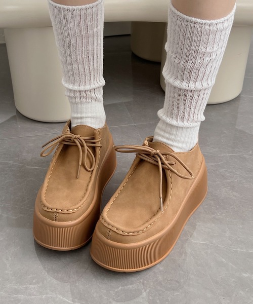 Shoes in Closet（シューズインクローゼット）の「厚底 プラットフォーム  スニーカーライク NEO モカシン 2443（モカシン/デッキシューズ・レディース・ブラック系/ベージュ系・M/L/S/LL）」の19枚目の写真