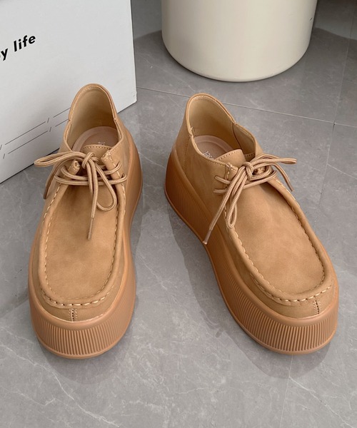 Shoes in Closet（シューズインクローゼット）の「厚底 プラットフォーム  スニーカーライク NEO モカシン 2443（モカシン/デッキシューズ・レディース・ブラック系/ベージュ系・M/L/S/LL）」の22枚目の写真