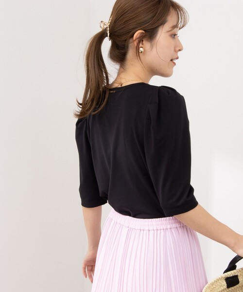 NOLLEY’S(ノーリーズ)の「接触冷感/UVカット クールタッチパフTシャツ(Tシャツ/カットソー・レディース・ネイビー/ベージュ/ブラック/オフホワイト・36/38)」の12枚目の写真