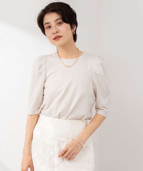NOLLEY’S(ノーリーズ)の「接触冷感/UVカット クールタッチパフTシャツ(Tシャツ/カットソー・レディース・ネイビー/ベージュ/ブラック/オフホワイト・36/38)」の20枚目の写真