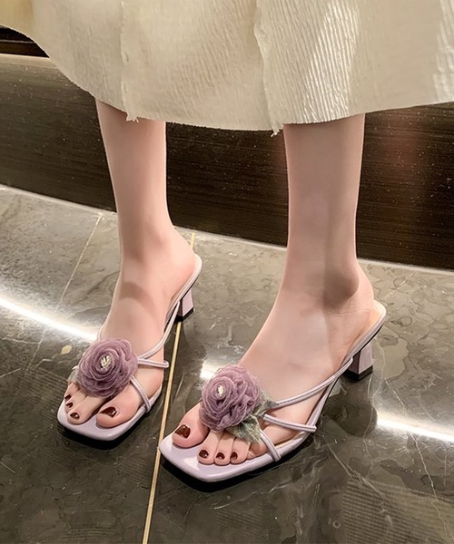 ナローストラップレザーメッシュミュール ナローストラップレザーメッシュミュール(36 OFF WHITE