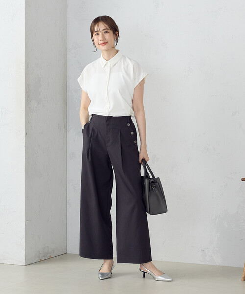 COMME CA ISM（コムサイズム）の「ショートスリーブ シャツ（シャツ/ブラウス・レディース・ネイビー/ホワイト・MEDIUM/LARGE）」の5枚目の写真