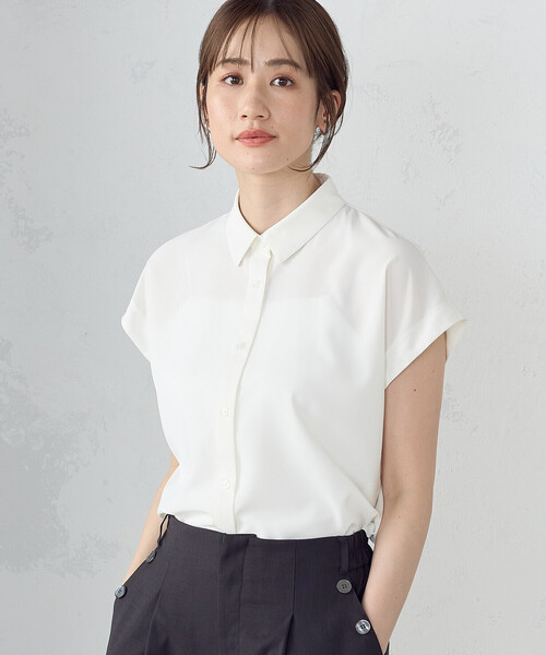 COMME CA ISM（コムサイズム）の「ショートスリーブ シャツ（シャツ/ブラウス・レディース・ネイビー/ホワイト・MEDIUM/LARGE）」の6枚目の写真