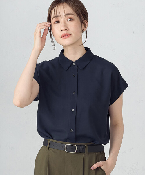 COMME CA ISM（コムサイズム）の「ショートスリーブ シャツ（シャツ/ブラウス・レディース・ネイビー/ホワイト・MEDIUM/LARGE）」の8枚目の写真