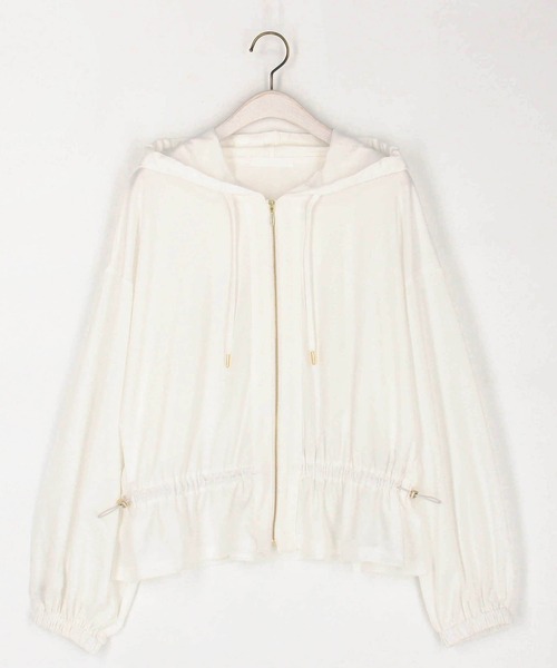 NICOLE white（ニコルホワイト）の「ラッシュガードドロストブルゾン（パーカー・レディース・ブラック/オフホワイト・FREE）」の3枚目の写真