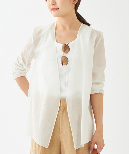 セール】Sheer ジャケット（ノーカラージャケット）｜Plage