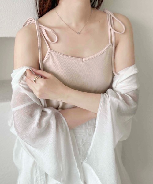 apres jour clair(アプレジュールクレア)の「【apres jour clair】肩リボンカップ付きキャミソール【ZOZOTOWN限定アイテム】(キャミソール・レディース・ピンクベージュ/アイボリー/ブラック・X-LARGE/フリー)」の3枚目の写真