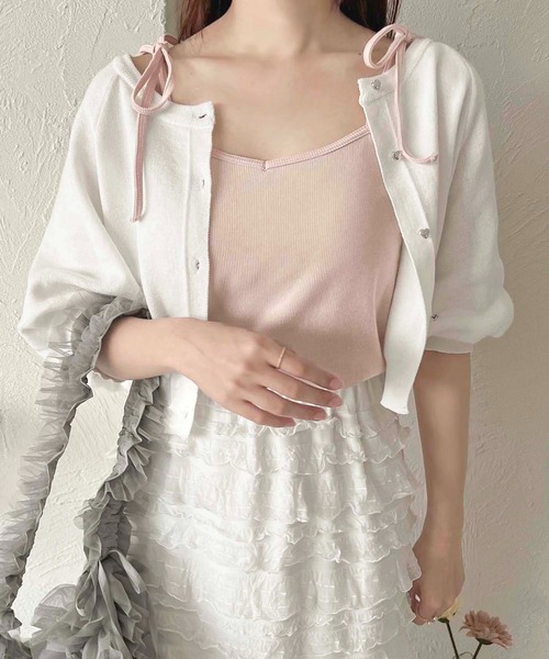 apres jour clair】肩リボンカップ付きキャミソール【ZOZOTOWN限定