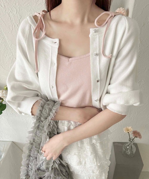apres jour clair(アプレジュールクレア)の「【apres jour clair】肩リボンカップ付きキャミソール【ZOZOTOWN限定アイテム】(キャミソール・レディース・ピンクベージュ/アイボリー/ブラック・X-LARGE/フリー)」の12枚目の写真
