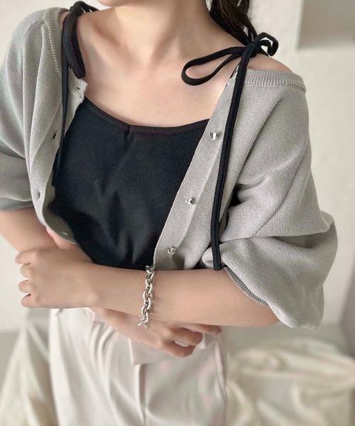 apres jour clair】肩リボンカップ付きキャミソール【ZOZOTOWN限定