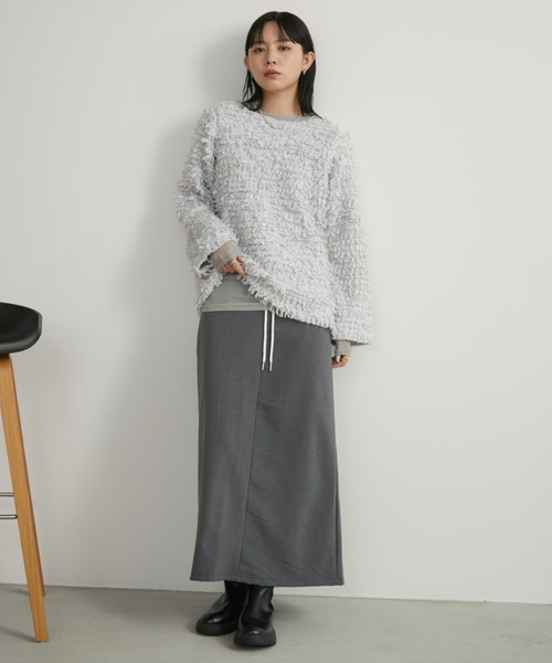 Aunt Marie's(アントマリーズ)の「ミックスカラーループシャギーニット(ニット/セーター・レディース・ホワイト/グレー/レッド・FREE)」の9枚目の写真