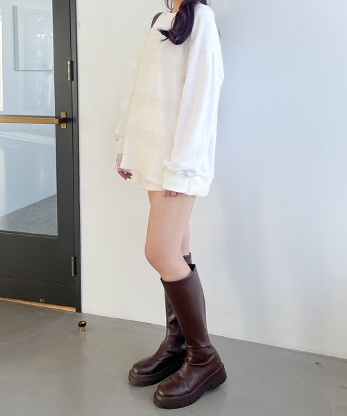 Heather（ヘザー）の「WEB限定　チュールフリル裏毛プルオーバー　143363（スウェット・レディース・ネイビー/グレー/オフホワイト・FREE）」の8枚目の写真