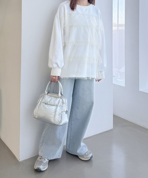 Heather（ヘザー）の「WEB限定　チュールフリル裏毛プルオーバー　143363（スウェット・レディース・ネイビー/グレー/オフホワイト・FREE）」の14枚目の写真